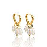 Fresh Water Triple Pearl Dangle Drop Earrings (L294)