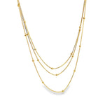 Triple Layered 1mm Box Chain Necklace With Beads