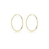 18K Gold Filled Large Thin Endless Hoop Earrings  (J76)
