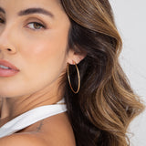 18K Gold Filled Large Thin Endless Hoop Earrings  (J76)