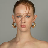 High End Exclusive Thick Croissant Twist Hoops Earrings (L496)