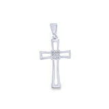 Outlined Cross Pendant with CZ Stones