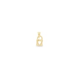 18K Gold Filled Tiny Lock With Heart Outline Pendant (A154)