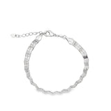 Rhodium Abstract Crumbled Twist Herringbone Bracelet (I135B)