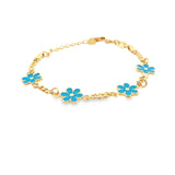 6 Petal Enamel Flower Charm Bracelet (I554)