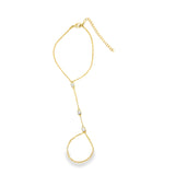 Square Cubic Zirconia Station Hand Chain Bracelet (I116)