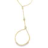 Square Cubic Zirconia Station Hand Chain Bracelet (I116)