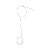 Round Pearl Charm Station Hand Chain Bracelet (I111)