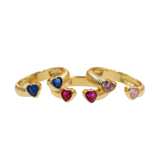 Colorful CZ Heart Open Ring