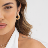 Pearl Wire Wrapped Hoop Earrings (K93A)