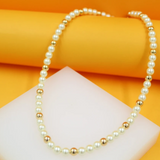 6mm White Pearl Beaded Necklace (F249A)(I185)