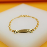 Gold Filled 4mm Figaro Kids Bracelet with Curved Plate (XX15)