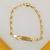Gold Filled 4mm Figaro Kids Bracelet with Curved Plate (XX15)