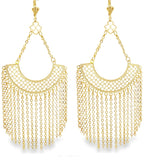 18K Gold Filled Hoop Drop Tassel Fringe Earrings
