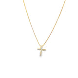 Tiny CZ Pave Cross Pendant Necklace (G101)