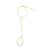 Round Pearl Charm Station Hand Chain Bracelet (I111)