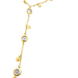 Bezel Cubic Zirconia Station Rolo Hand Chain Bracelet (I444)