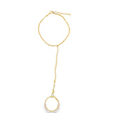 Textured Oval Link Hand Chain Bracelet (I431)
