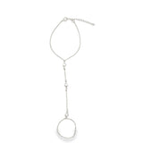 Round Pearl Charm Station Hand Chain Bracelet (I111)