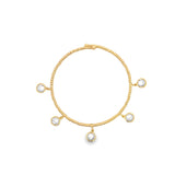 Adjustable Beaded Dangle CZ Stone Charm Bangle (B60)