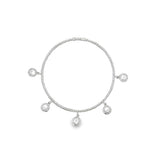 Adjustable Beaded Dangle CZ Stone Charm Bangle (B60)