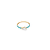 Enamel Ring Band With Oval Cut CZ Stones