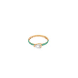 Enamel Ring Band With Oval Cut CZ Stones