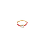 Enamel Ring Band With Oval Cut CZ Stones