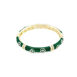 Enamel Bangle Bracelet With Flower CZ Cubic Zirconia Stones