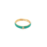 Enamel Ring Band With A Single CZ Stone (D54B)