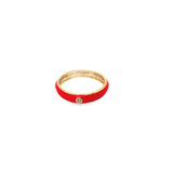Enamel Ring Band With A Single CZ Stone (D54B)