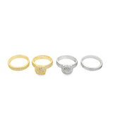 Wedding Thick Band and Engagement Ring Set