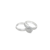 Wedding Thick Band and Engagement Ring Set