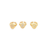 Adjustable CZ Stone Custom Letter Ring (D61)