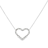 Paper Clip Link Heart Pendant Necklace & Stud Earrings Set (G211)