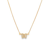 Dainty Box CZ Pave Butterfly Pendant Necklace (G134)