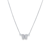 Dainty Box CZ Pave Butterfly Pendant Necklace (G134)