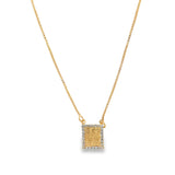 Dainty Box Chain CZ Board Love Charm Necklace (F114)