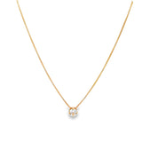 Round CZ Stone Charm Dainty Box Necklace (G169)
