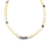 6mm Colorful Polymer Clay Disc Necklace With Rhodium Round Beads (F199)