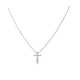 Tiny CZ Pave Cross Pendant Necklace (G101)