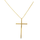 Slim Long Cross Crucifix Necklace With CZ Stones (G166)