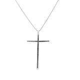 Slim Long Cross Crucifix Necklace With CZ Stones (G166)