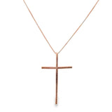 Slim Long Cross Crucifix Necklace With CZ Stones (G166)