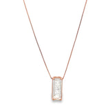 Clear Rectangle Gemstone Pendant Box Chain Necklace (G220)