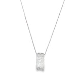 Clear Rectangle Gemstone Pendant Box Chain Necklace (G220)