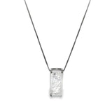 Clear Rectangle Gemstone Pendant Box Chain Necklace (G220)