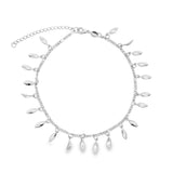 Dangle Tiny Leaf Charm Anklet (E222)