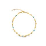 Blue Heart Evil Eye Chain Bracelet (I123)