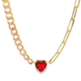 Heart Necklace | Paperclip & Curb Chain Necklace (F48)
